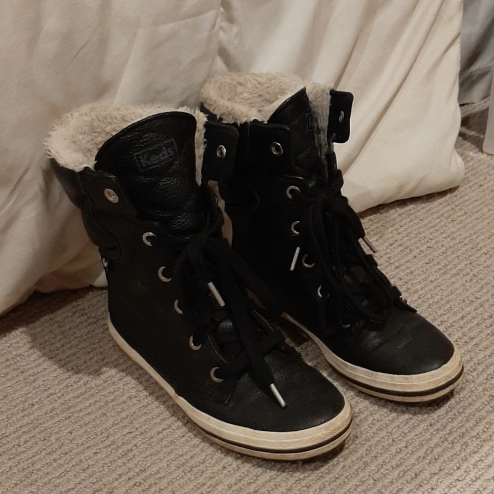 Lace up black boots